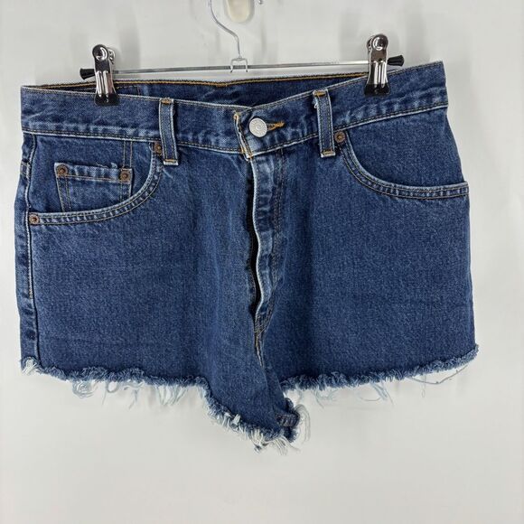 Levi's Blue Jean Shorts with Frayed Hem - Picture 1 of 6